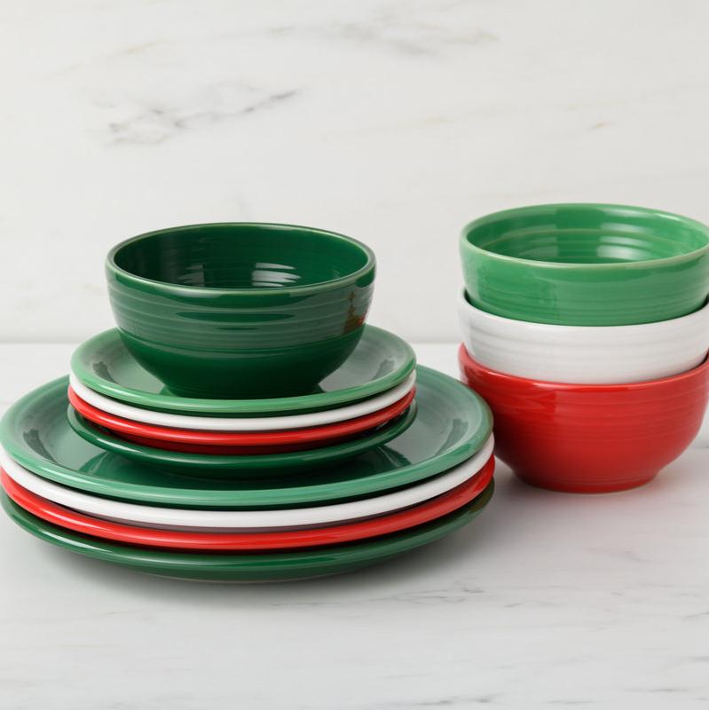 Fiesta Christmas Mixed Color Bistro Coupe 12-Piece Dinnerware Set, Service for 4 - Image 2