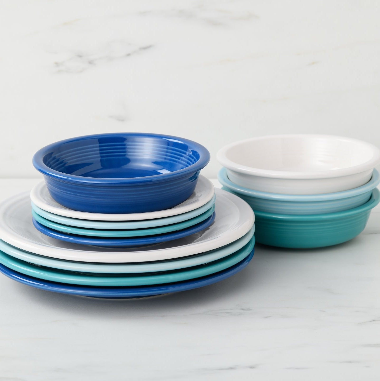 Fiesta Mixed Coastal Blues Classic Rim 12-Piece Dinnerware Set, Service for 4 - Image 2