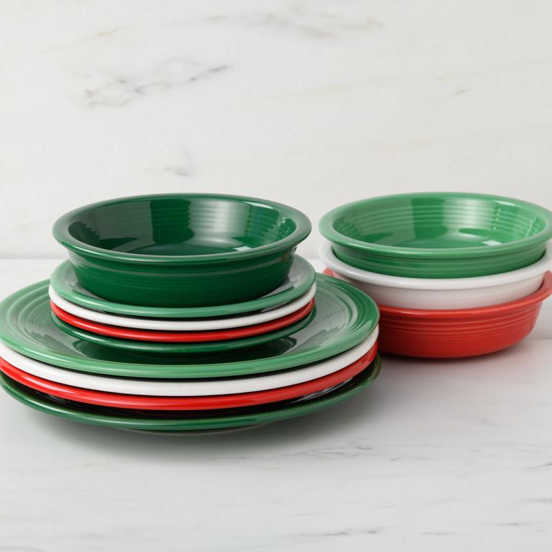 Fiesta Christmas Mixed Color Classic Rim 12-Piece Dinnerware Set, Service for 4 - Image 2