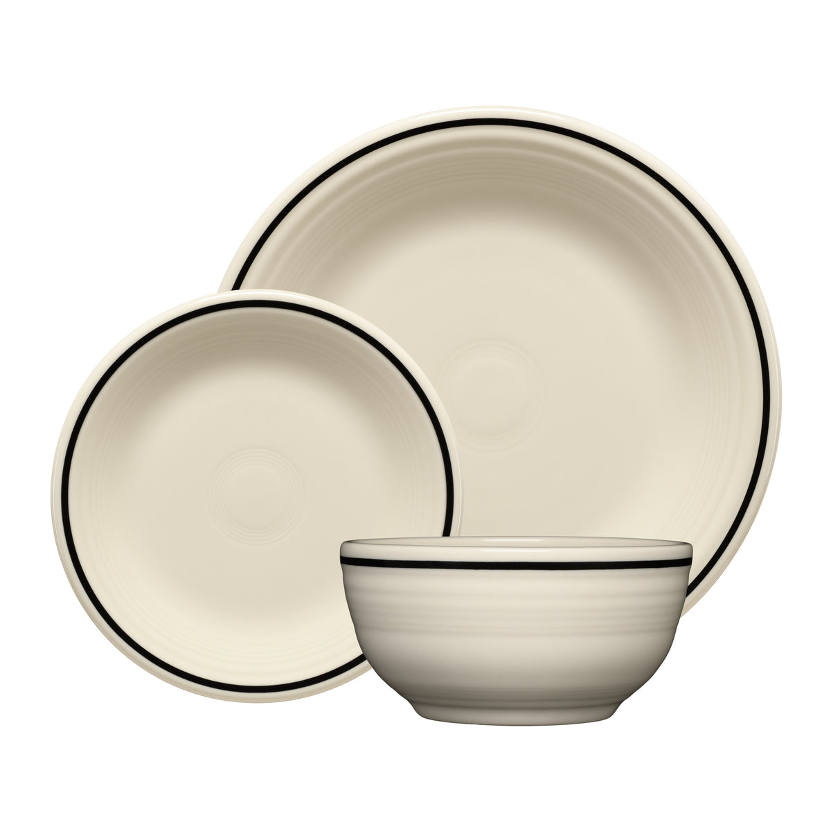 Fiesta Black Band Classic Bistro 3-Piece Dinnerware Set, Service For 1