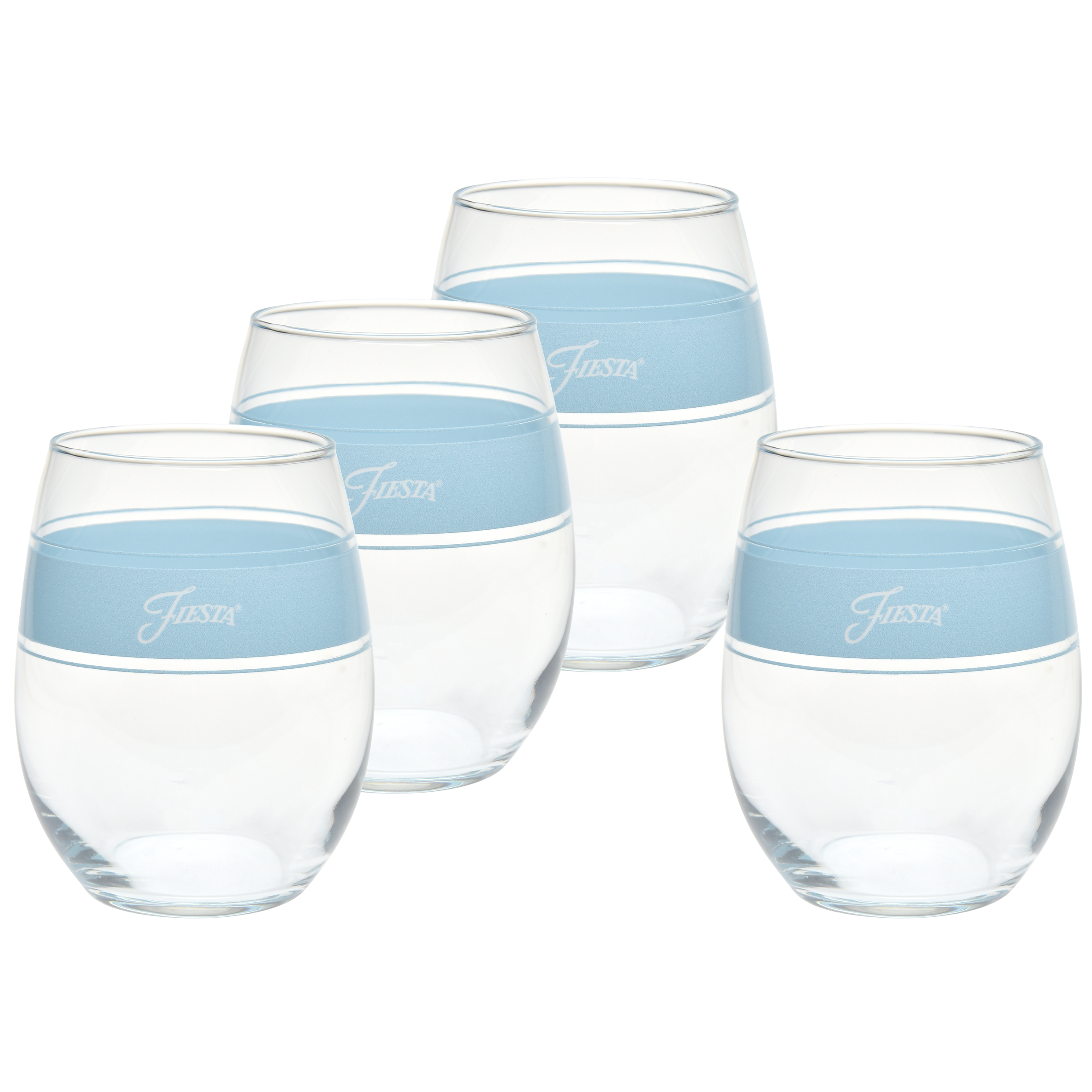 Fiesta 15 oz. Fiesta® Frame Stemless Wine Sky – Set of 4
