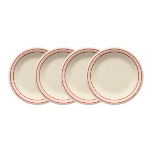 Fiesta Americana Scarlet Band Set of 4 Classic Rim 7 1/4-Inch Salad Plates