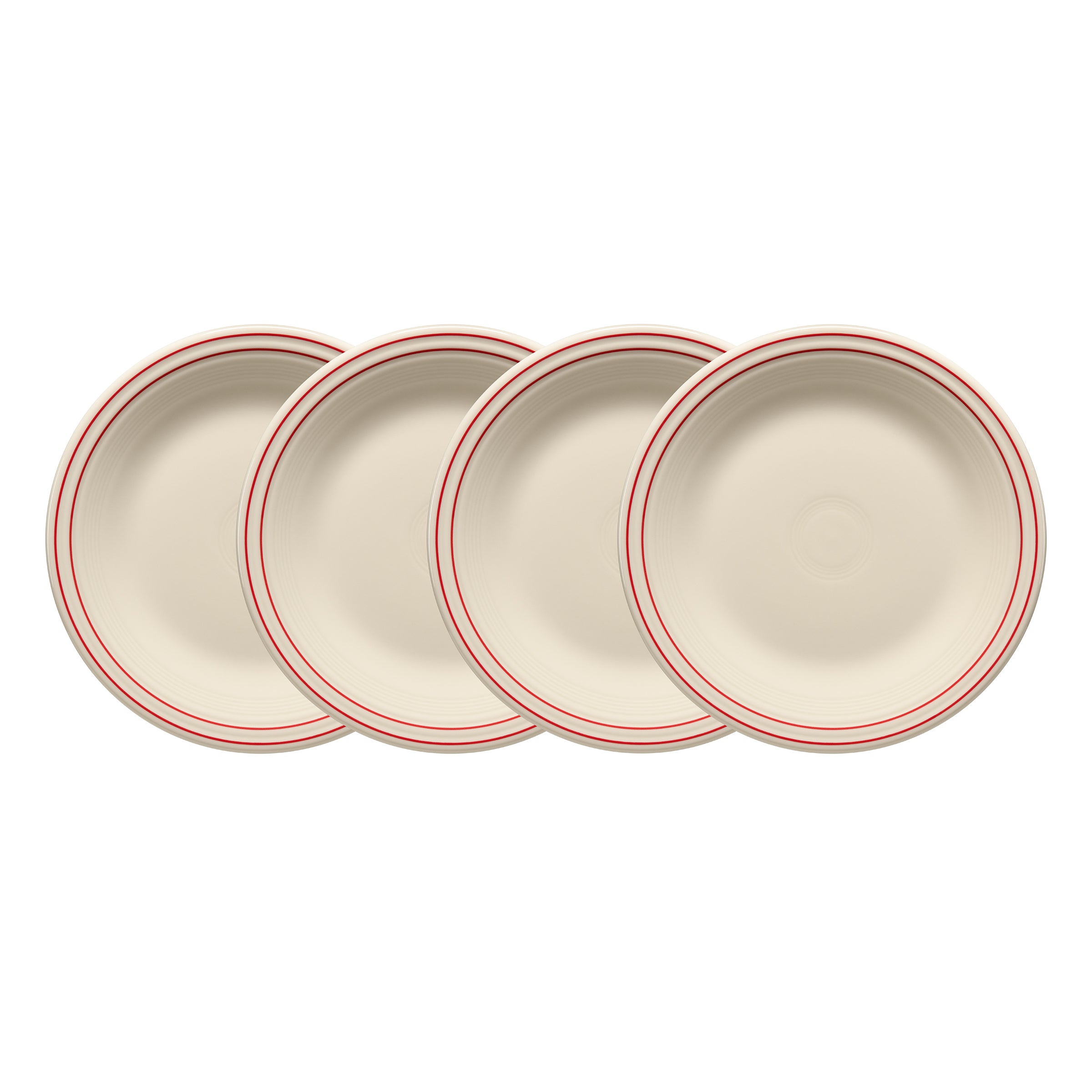 Fiesta Americana Scarlet Band Set of 4 Classic Rim 10 1/2-Inch Dinner Plates