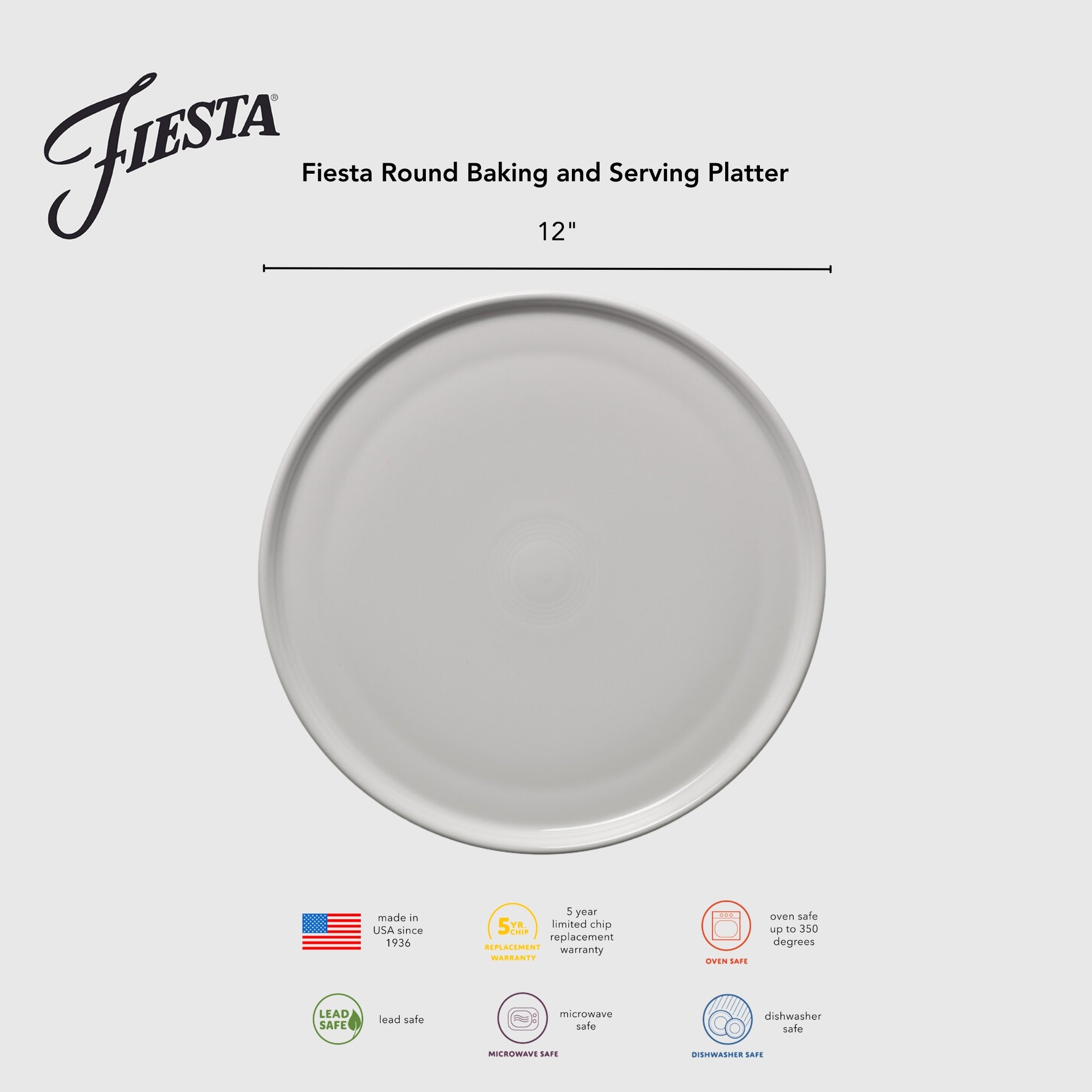 Fiesta Lavender 12 Inch Round Baking and Serving Platter - Image 3