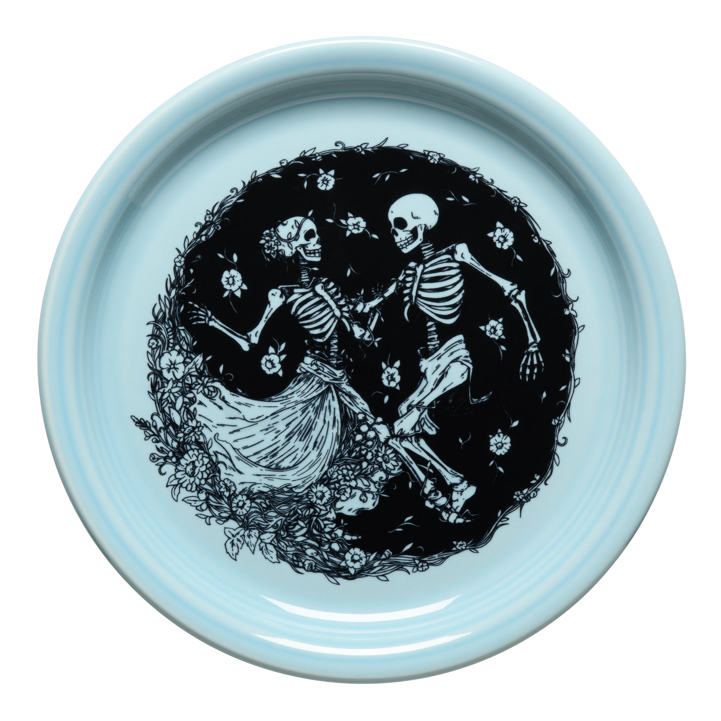 Fiesta Skeleton Duet Sky Bistro Coupe 9 Inch Luncheon Plate
