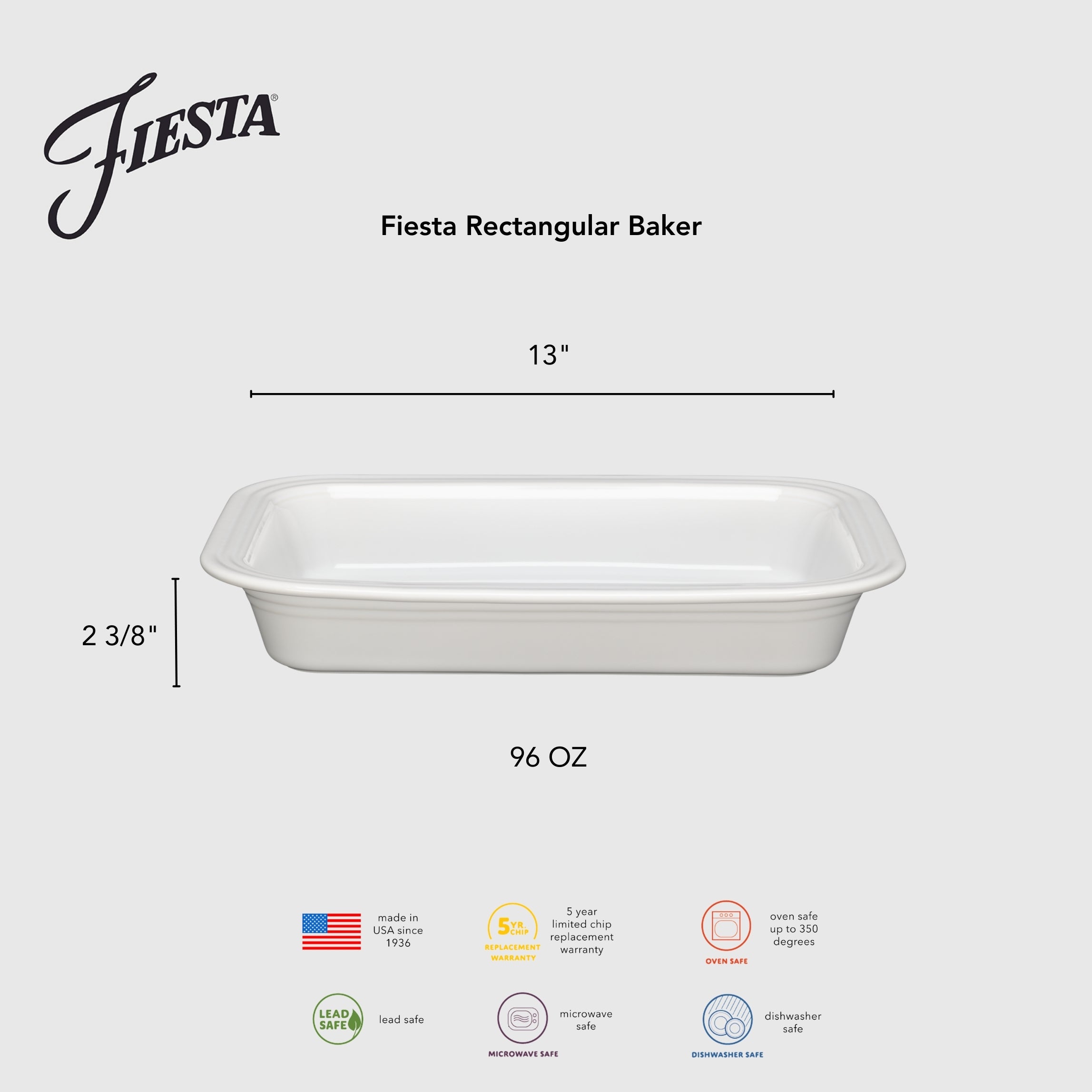 Fiesta Lavender Rectangular 9x13 Inch Baker 3 Quart - Image 3