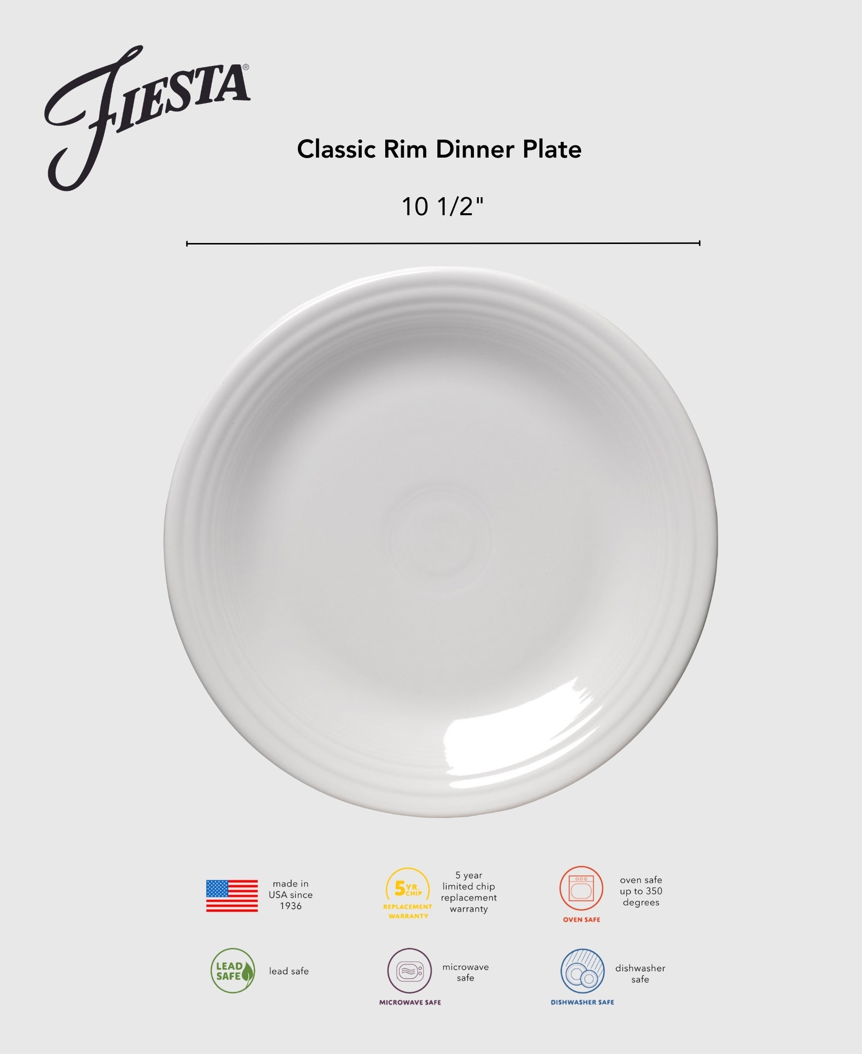 Fiesta Classic Rim 10 1/2 Inch Dinner Plate Foundry - Image 3