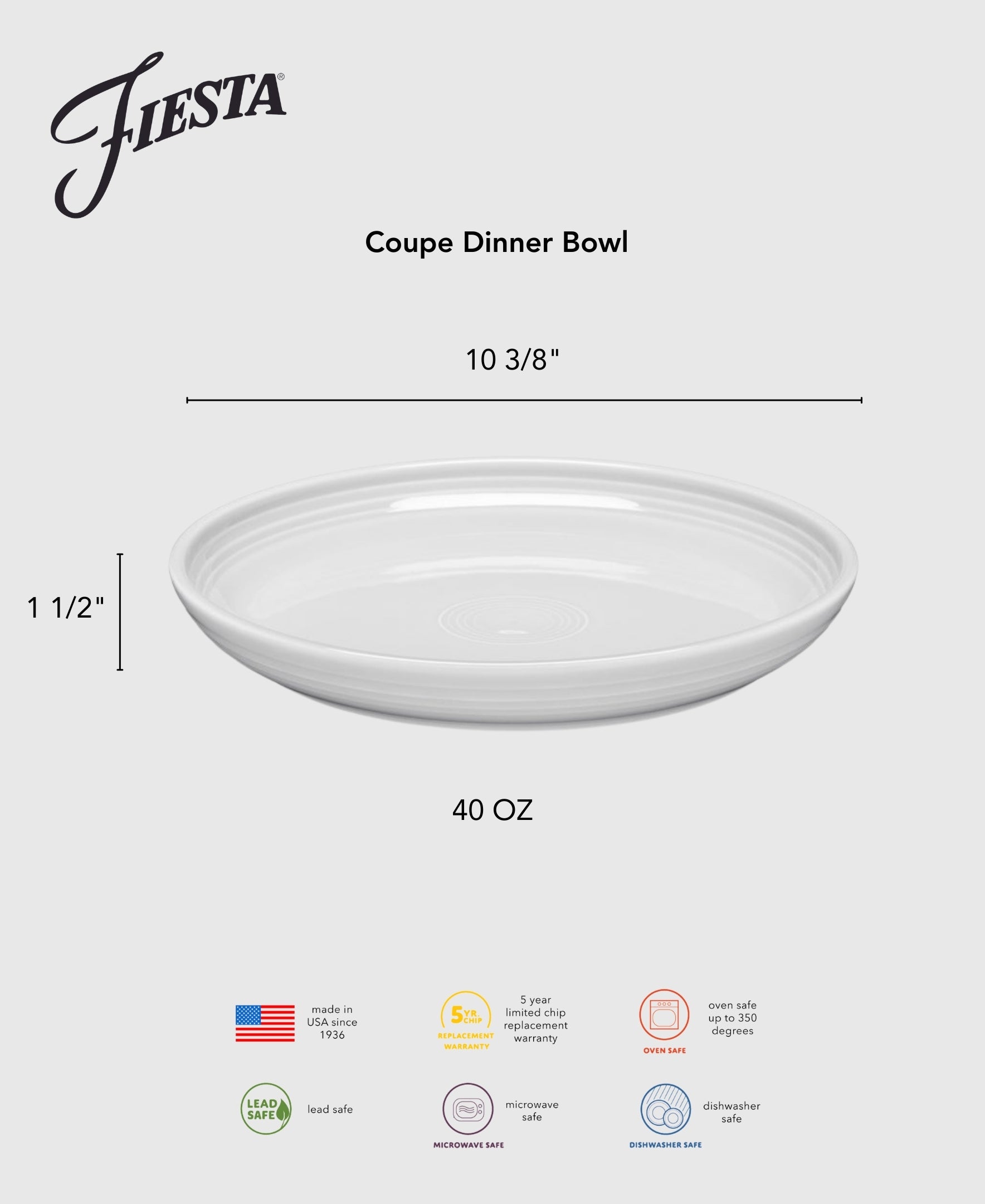 Fiesta Coupe 10 3/8 Inch Dinner Bowl 40 OZ Foundry - Image 2