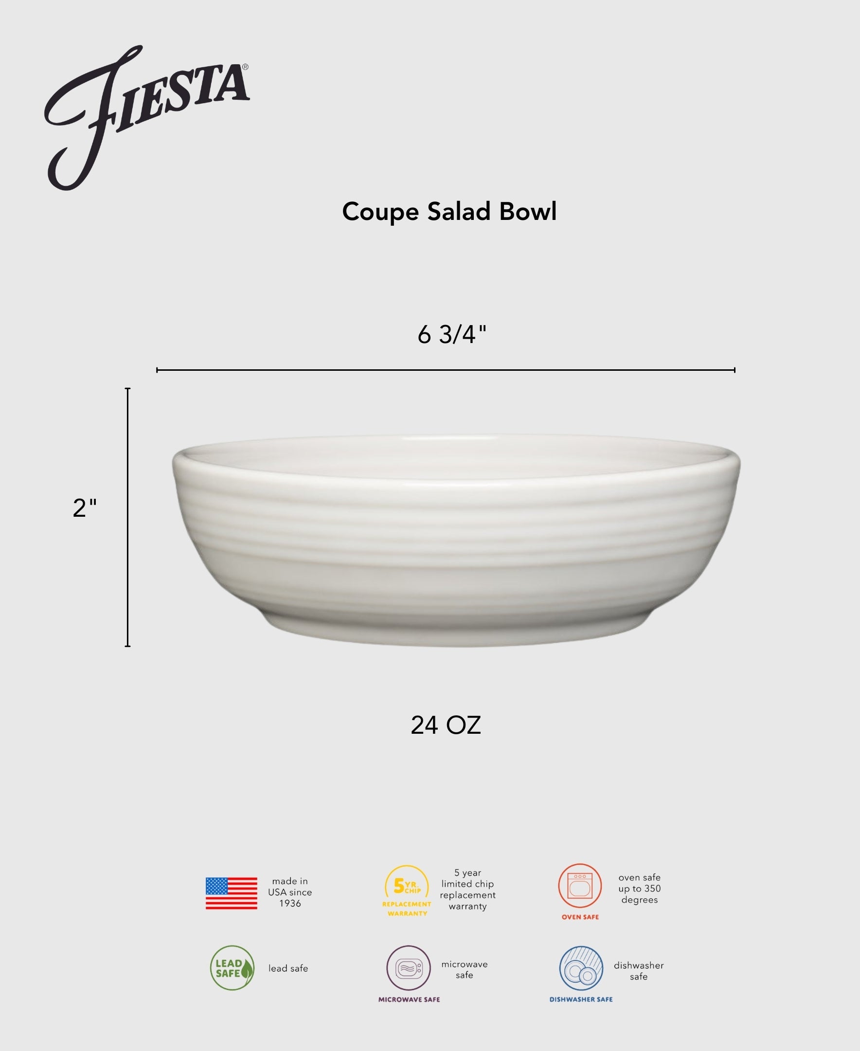 Fiesta Coupe 6 3/4 Inch Salad Bowl 24 OZ Foundry - Image 2