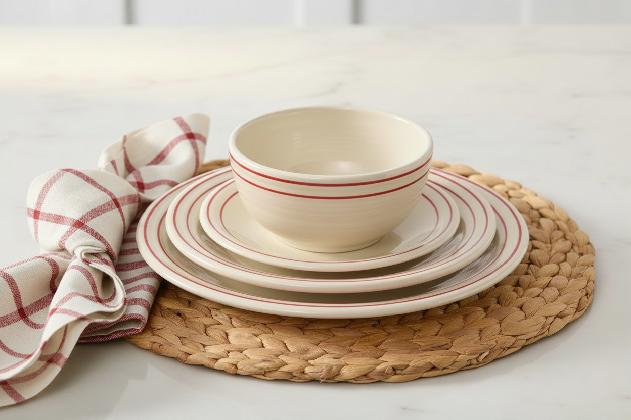 Fiesta Americana Scarlet Band Set of 4 Classic Rim 10 1/2-Inch Dinner Plates - Image 2