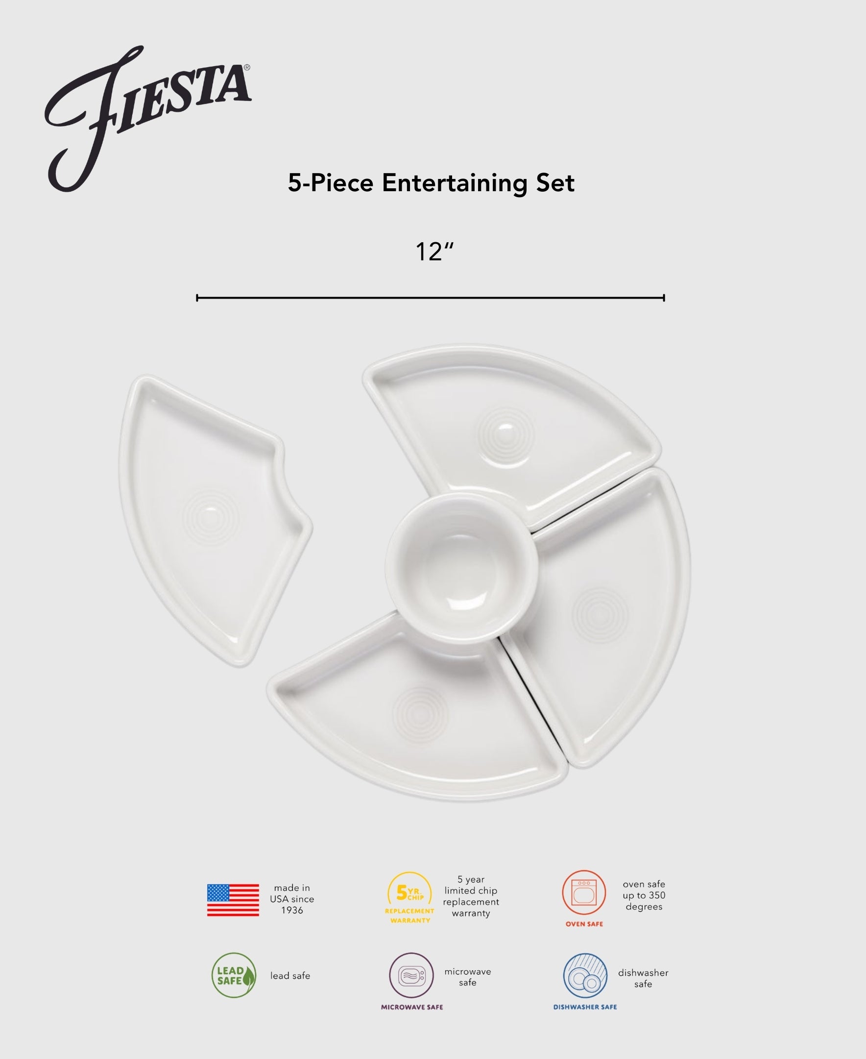 Fiesta Aegean 5-Piece Mixed Colors Entertaining Set 8 1/5 Inch - Image 3