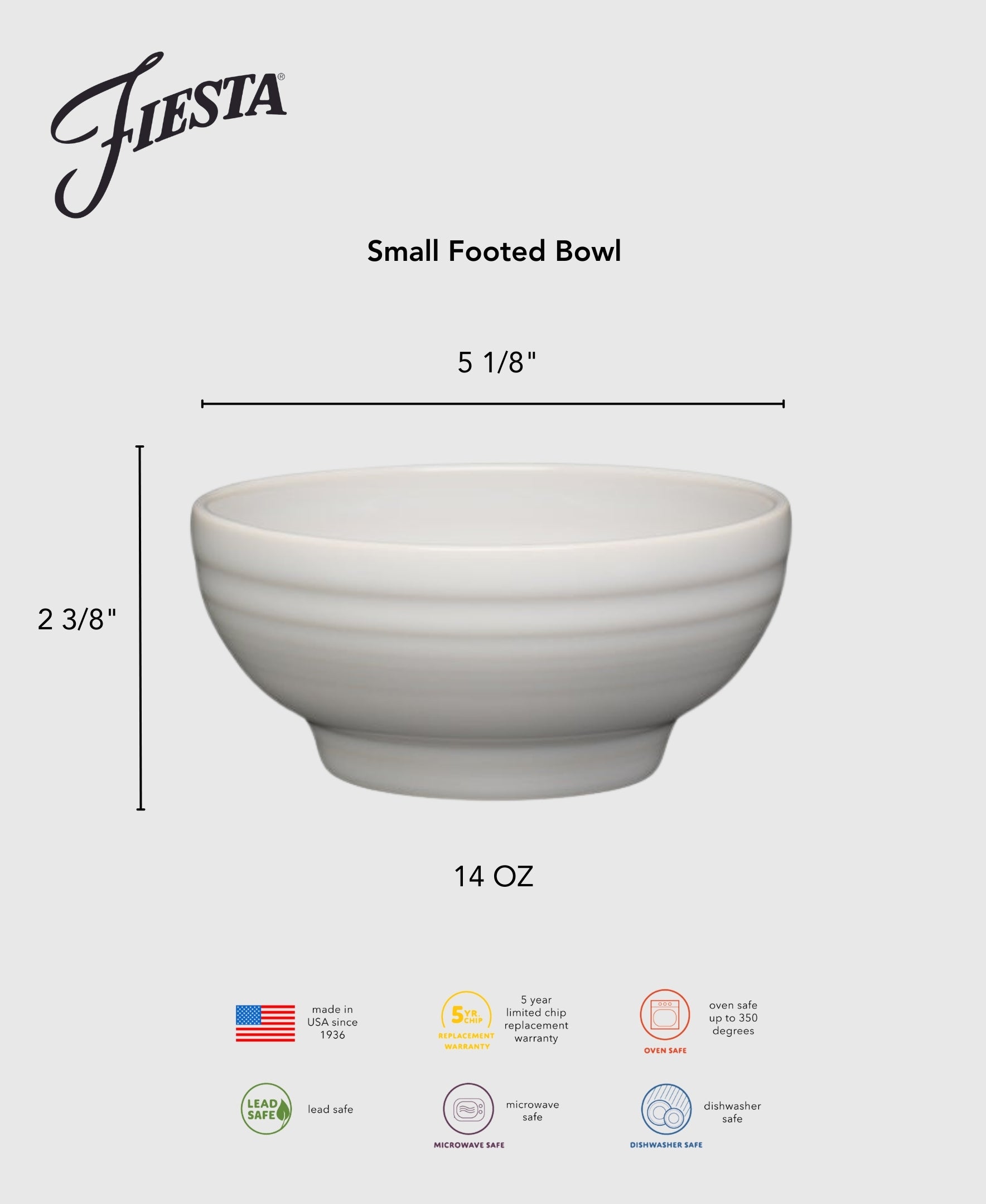 Fiesta Retired Small 5 1/8 Inch Footed Bowl 14 OZ - Image 2